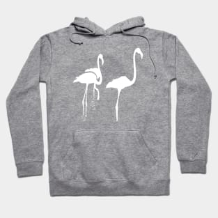 Minimalistic Three Flamingos White Silhouette Vector Art Hoodie